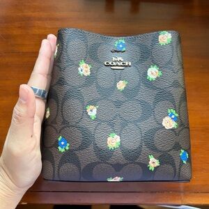 Coach Black Wallet with Floral Accents